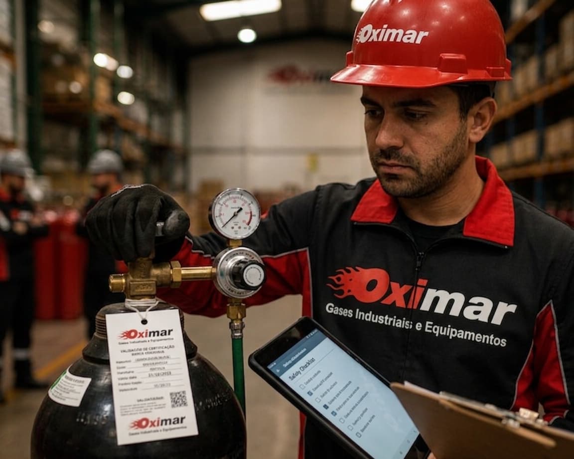 Inspeção de qualidade e certificação de cilindro Oximar